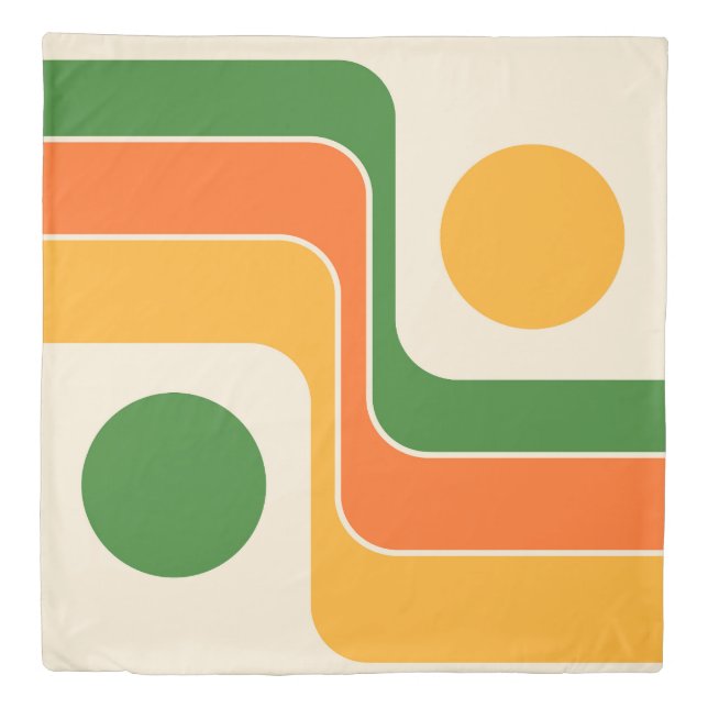 Mod 1970s Retro Style Geometric Design Duvet Cover (Front)