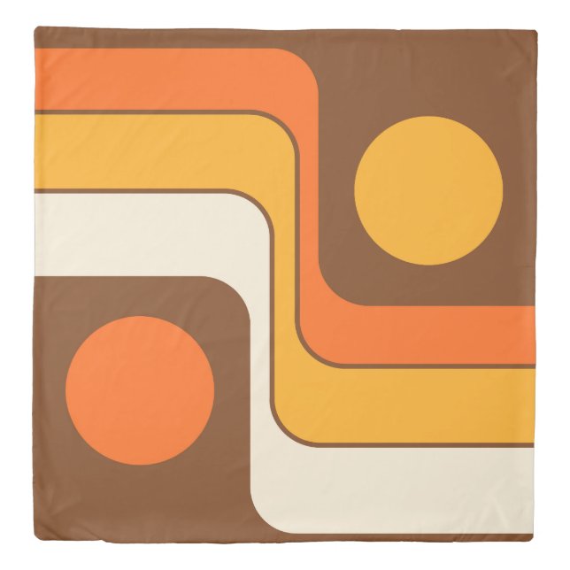 Mod 1970s Retro Style Geometric Design Duvet Cover (Front)