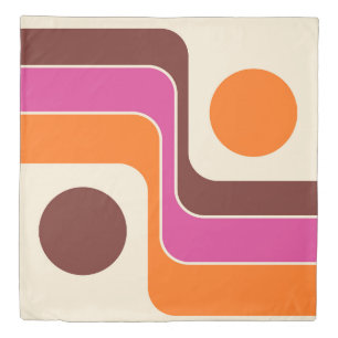 Mod 1970s Retro Style Geometric Design Duvet Cover