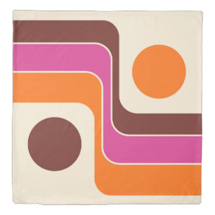 Mod 1970s Retro Style Geometric Design Duvet Cover