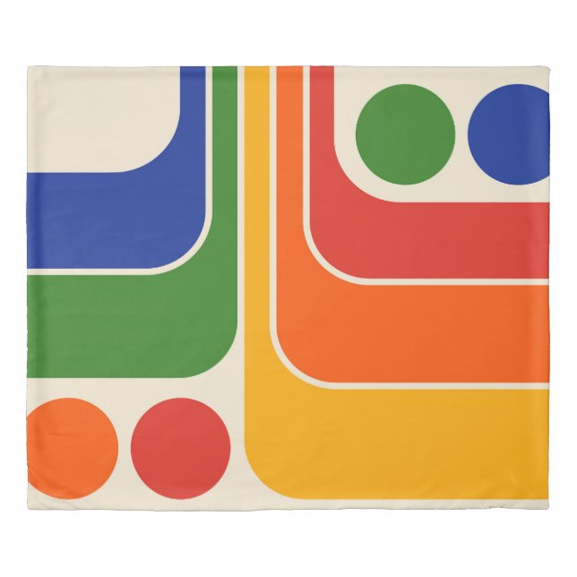 Mod 1970s Retro Style Geometric Design Duvet Cover (Front)