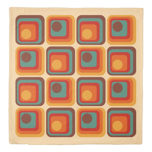 Mod 1970s Retro Style Geometric Design Duvet Cover (Front)