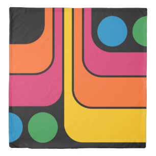 Mod 1970s Retro Style Geometric Design Duvet Cover