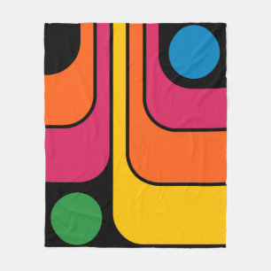 Mod 1970s Retro Style Geometric Design Fleece Blanket