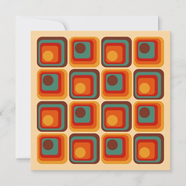 Mod 1970s Retro Style Geometric Design Invitation (Front)