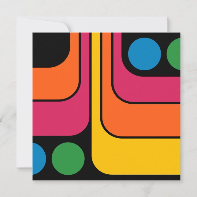 Mod 1970s Retro Style Geometric Design Invitation (Front)