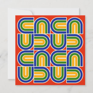 Mod 1970s Retro Style Geometric Design Invitation