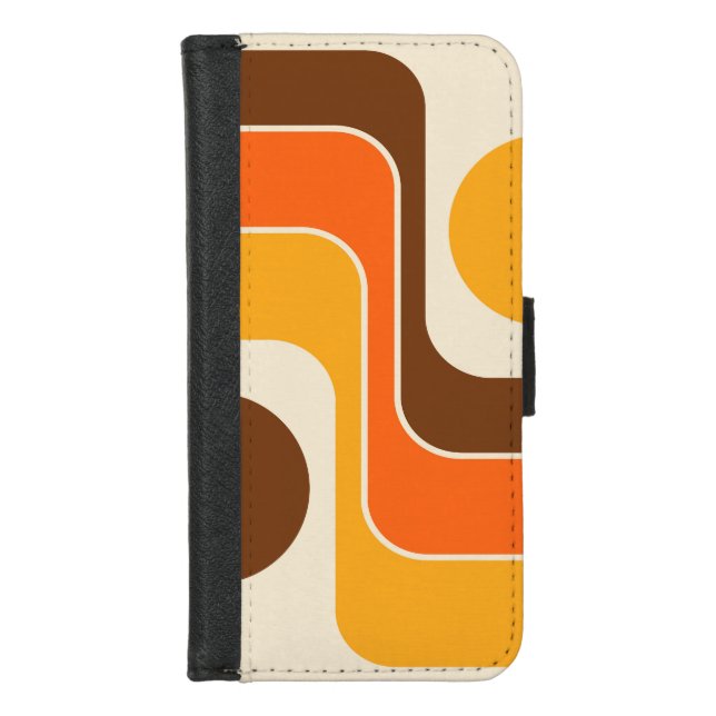 Mod 1970s Retro Style Geometric Design iPhone Wallet Case (Front)