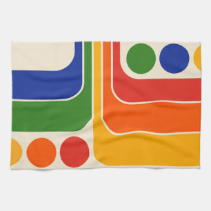 Mod 1970s Retro Style Geometric Design Kitchen Towel