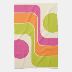 Mod 1970s Retro Style Geometric Design Kitchen Towel