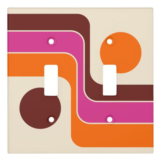 Mod 1970s Retro Style Geometric Design Light Switch Cover (Front)