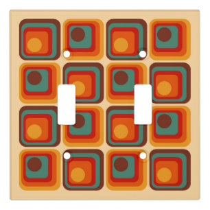 Mod 1970s Retro Style Geometric Design Light Switch Cover