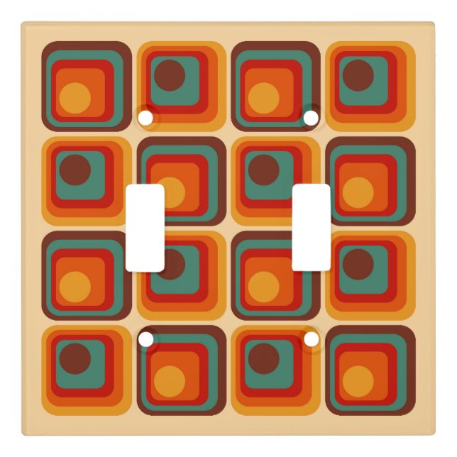 Mod 1970s Retro Style Geometric Design Light Switch Cover (Front)