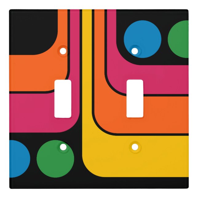 Mod 1970s Retro Style Geometric Design Light Switch Cover (Front)
