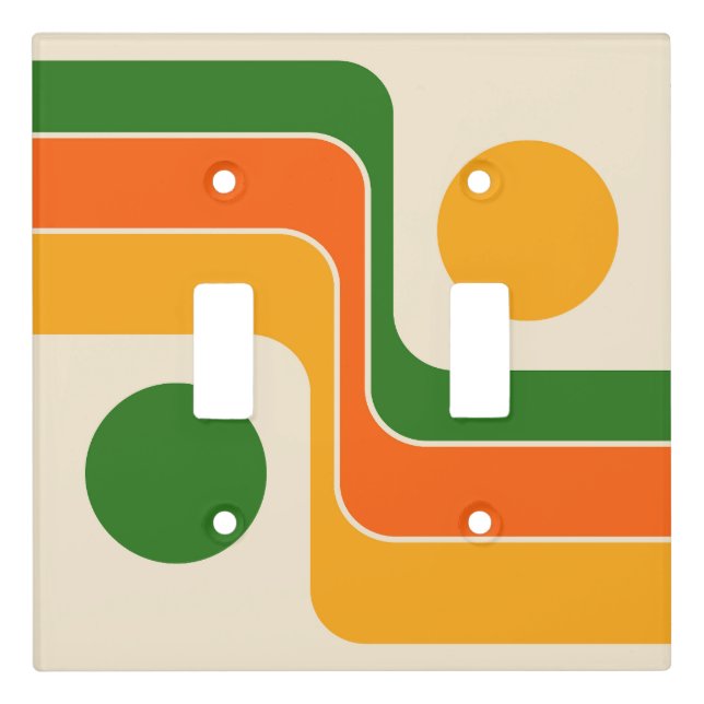 Mod 1970s Retro Style Geometric Design Light Switch Cover (Front)