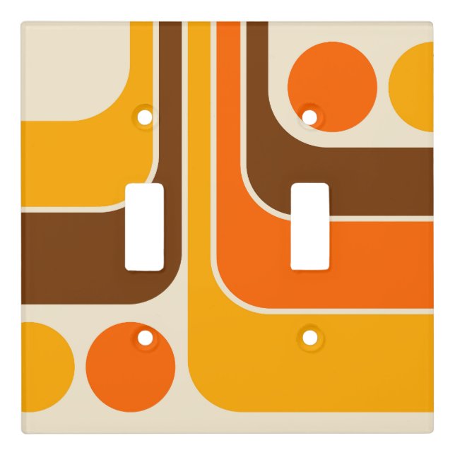Mod 1970s Retro Style Geometric Design Light Switch Cover (Front)