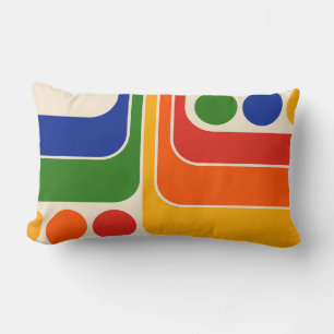 Mod 1970s Retro Style Geometric Design Lumbar Pillow