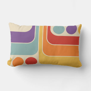 Mod 1970s Retro Style Geometric Design Lumbar Pillow