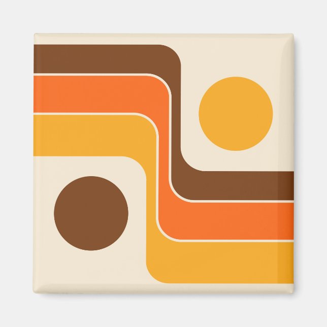 Mod 1970s Retro Style Geometric Design Magnet (Front)