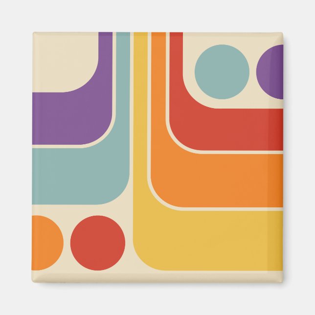 Mod 1970s Retro Style Geometric Design Magnet (Front)