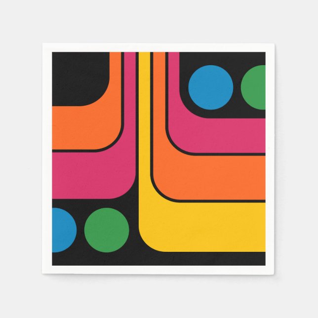 Mod 1970s Retro Style Geometric Design Napkins (Front)