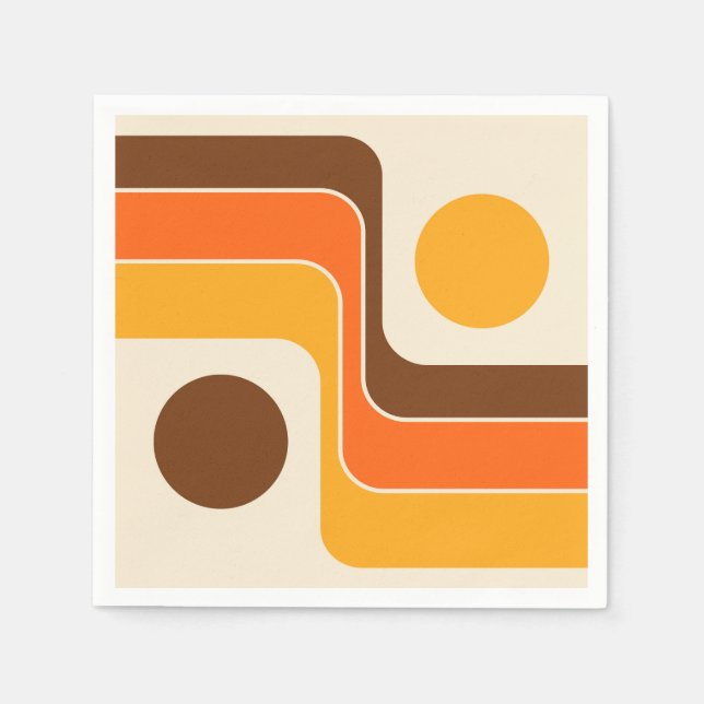 Mod 1970s Retro Style Geometric Design Napkins (Front)