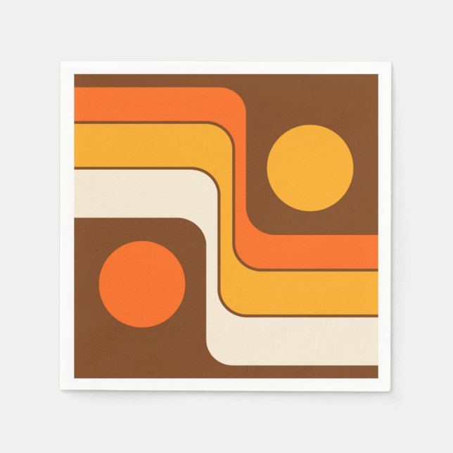 Mod 1970s Retro Style Geometric Design Napkins (Front)