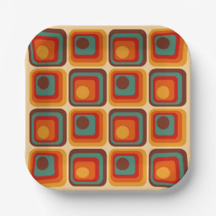 Mod 1970s Retro Style Geometric Design Paper Plates