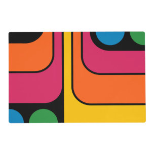 Mod 1970s Retro Style Geometric Design Placemat