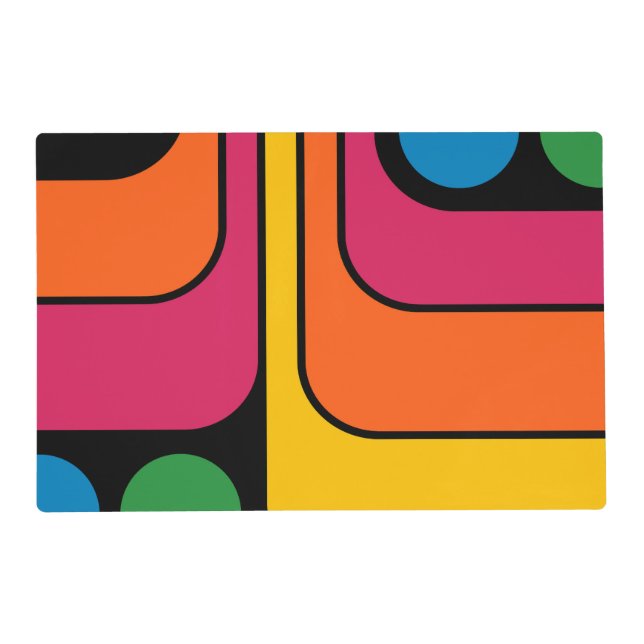 Mod 1970s Retro Style Geometric Design Placemat (Front)