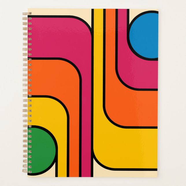 Mod 1970s Retro Style Geometric Design Planner (Front)