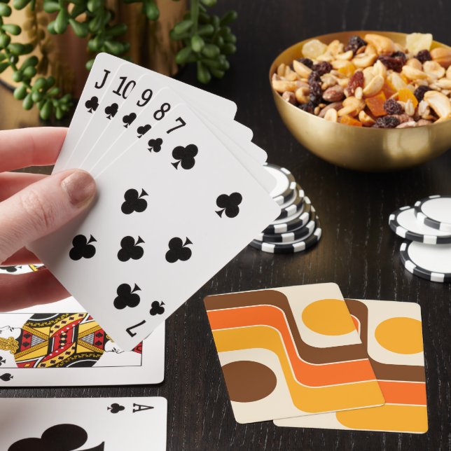 Mod 1970s Retro Style Geometric Design Poker Cards (In Situ)
