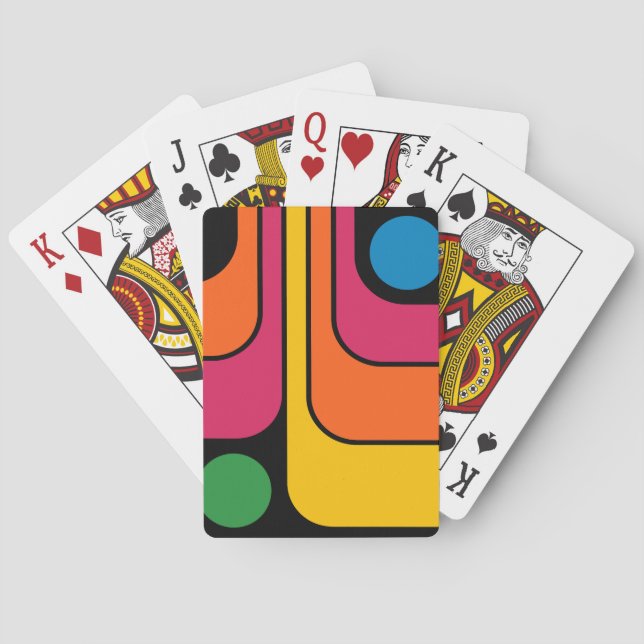 Mod 1970s Retro Style Geometric Design Poker Cards (Back)