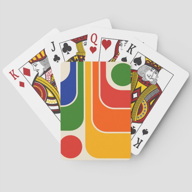 Mod 1970s Retro Style Geometric Design Poker Cards (Back)