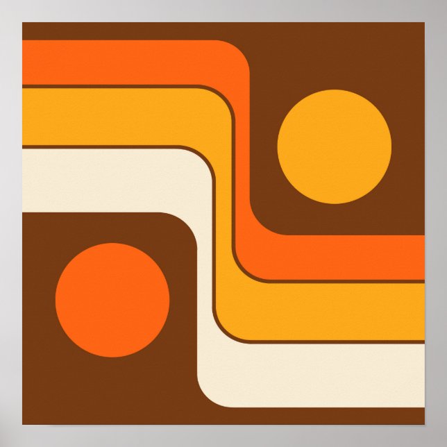 Mod 1970s Retro Style Geometric Design Poster (Front)