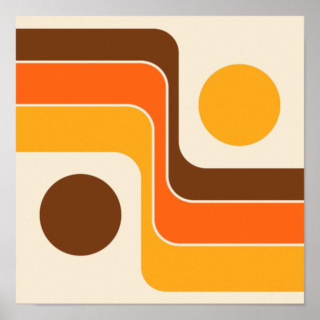 Mod 1970s Retro Style Geometric Design Poster (Front)