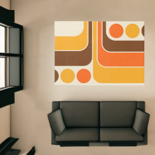 Mod 1970s Retro Style Geometric Design Rug