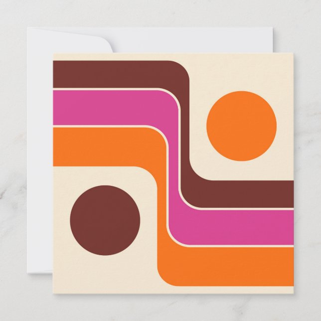 Mod 1970s Retro Style Geometric Design Save The Date (Front)