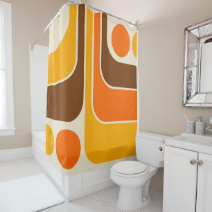Mod 1970s Retro Style Geometric Design Shower Curtain