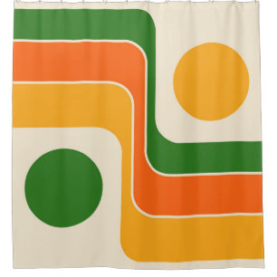 Mod 1970s Retro Style Geometric Design Shower Curtain