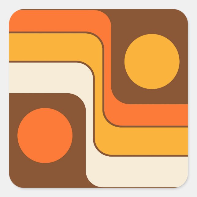 Mod 1970s Retro Style Geometric Design Square Sticker (Front)