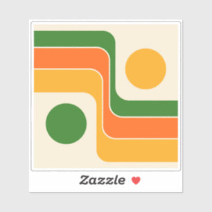 Mod 1970s Retro Style Geometric Design Sticker