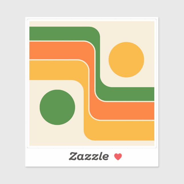 Mod 1970s Retro Style Geometric Design Sticker (Sheet)