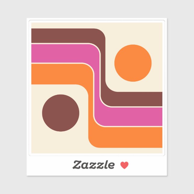 Mod 1970s Retro Style Geometric Design Sticker (Sheet)