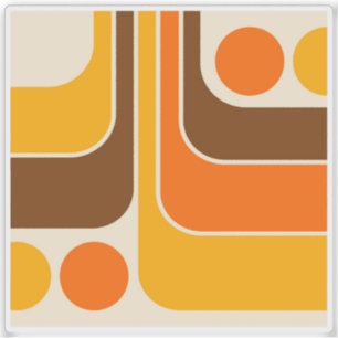 Mod 1970s Retro Style Geometric Design Sticker