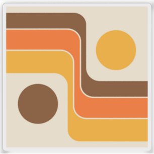 Mod 1970s Retro Style Geometric Design Sticker