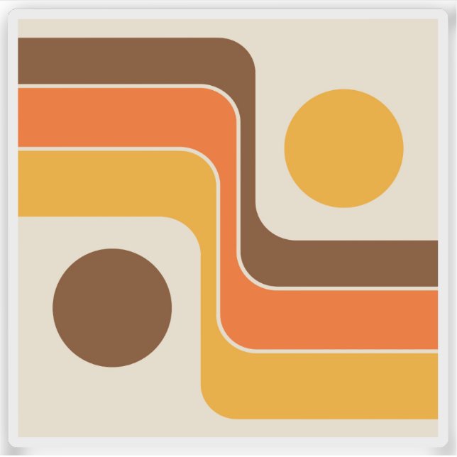 Mod 1970s Retro Style Geometric Design Sticker (Front)