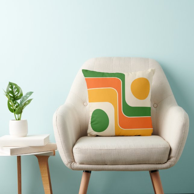 Mod 1970s Retro Style Geometric Design Throw Pillow (Chair)