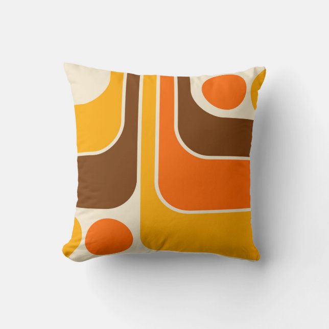 Mod 1970s Retro Style Geometric Design Throw Pillow (Front)