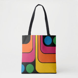 Mod 1970s Retro Style Geometric Design Tote Bag